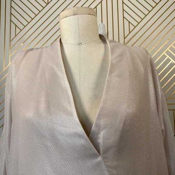 Reiss Maja V-Neck Metallic Top‎ in Neutral - Picture 3 of 12